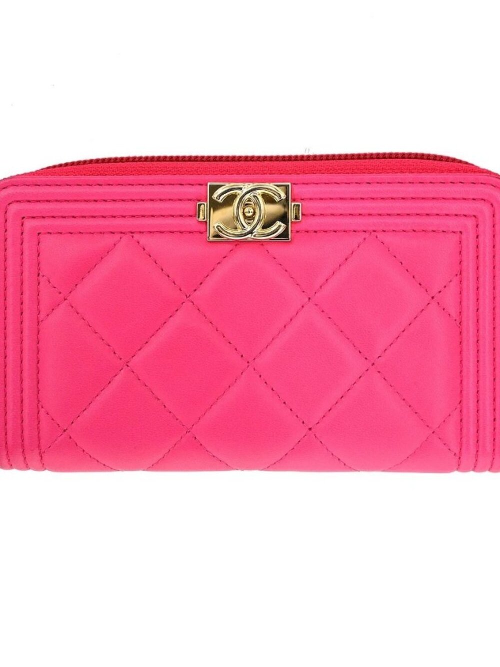 Chanel Pink Lambskin Long Wallet Purse NQ07991